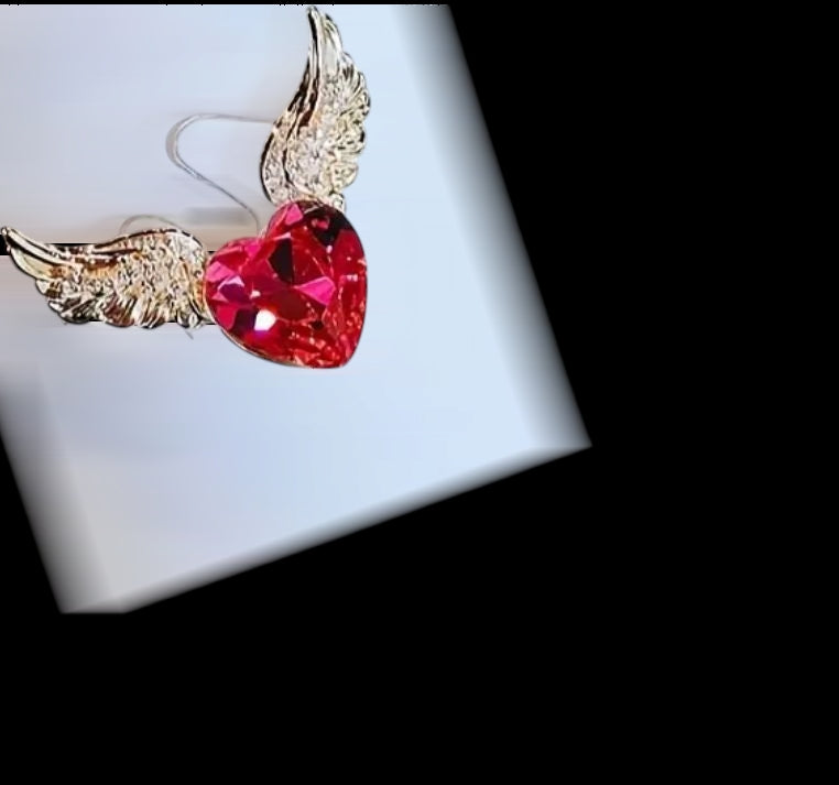 Kisimbi Zola Angel Wings Heart Brooch - Divine Sparkle Pin