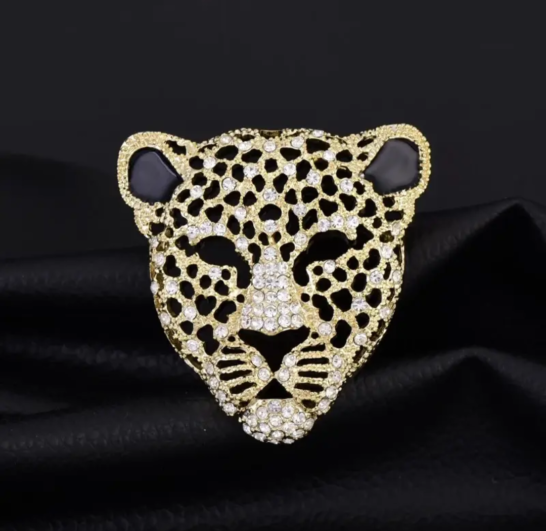 Ngo Leopard Brooch - Wild Rhinestone Safari Pin