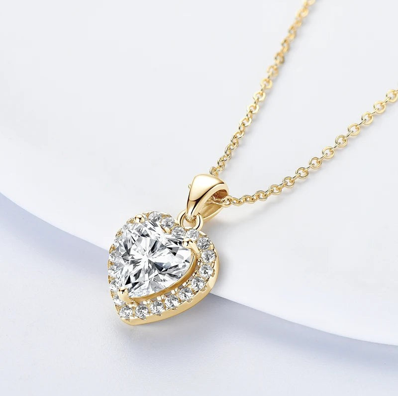Kazola Heart Moissanite Necklace - 2.0ct D VVS1 GRA Certified Diamond Alternative