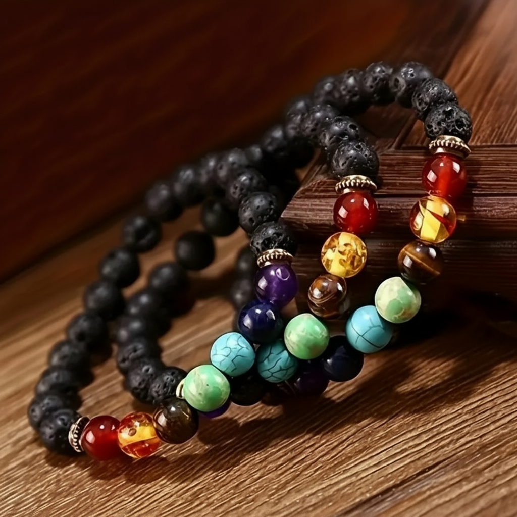 7 Chakra Healing Bracelet with Lava Rock✨