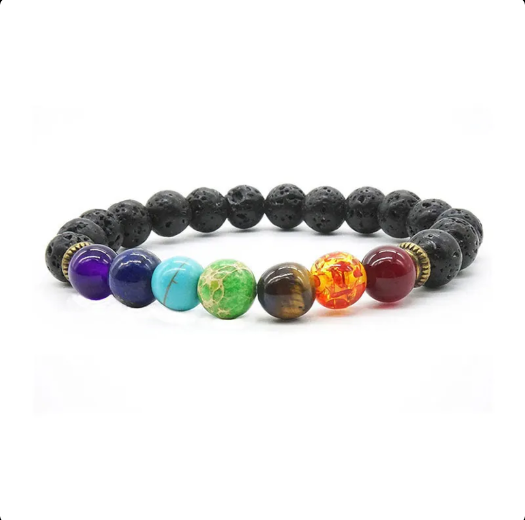7 Chakra Healing Bracelet with Lava Rock✨