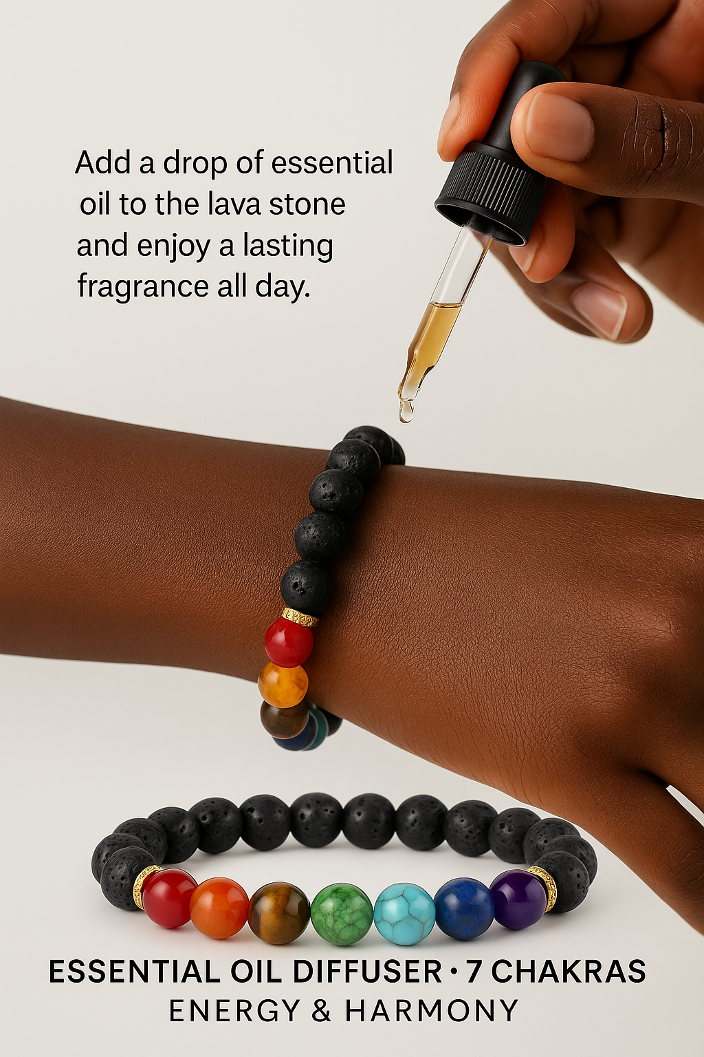 7 Chakra Healing Bracelet with Lava Rock✨