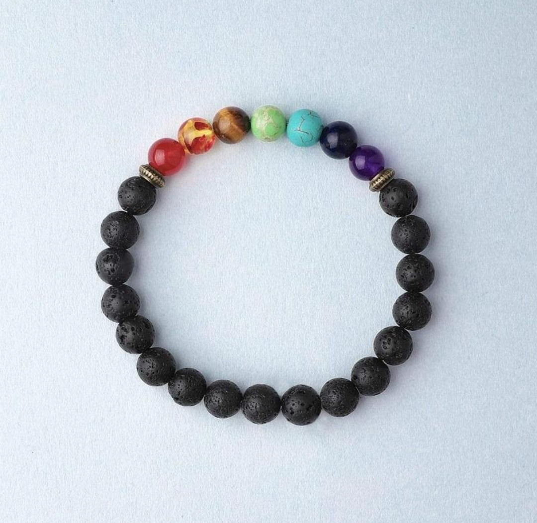 7 Chakra Healing Bracelet with Lava Rock✨