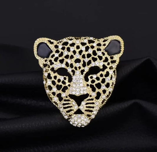 Ngo Leopard Brooch - Wild Rhinestone Safari Pin